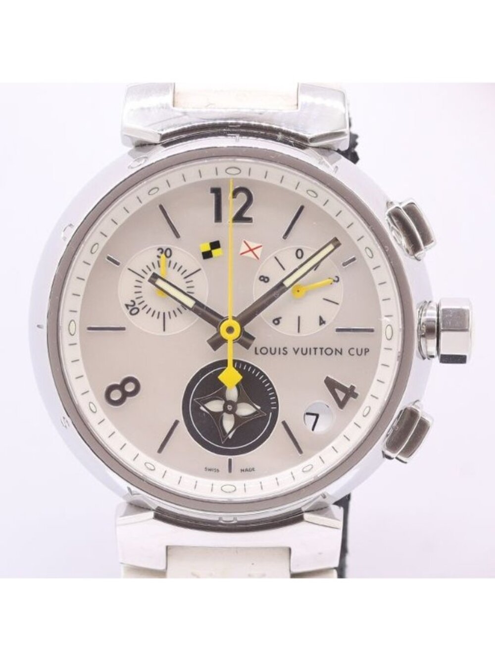 Louis Vuitton Tambour Lovely Cup Quartz Date Chrono Small Seconds White Dial